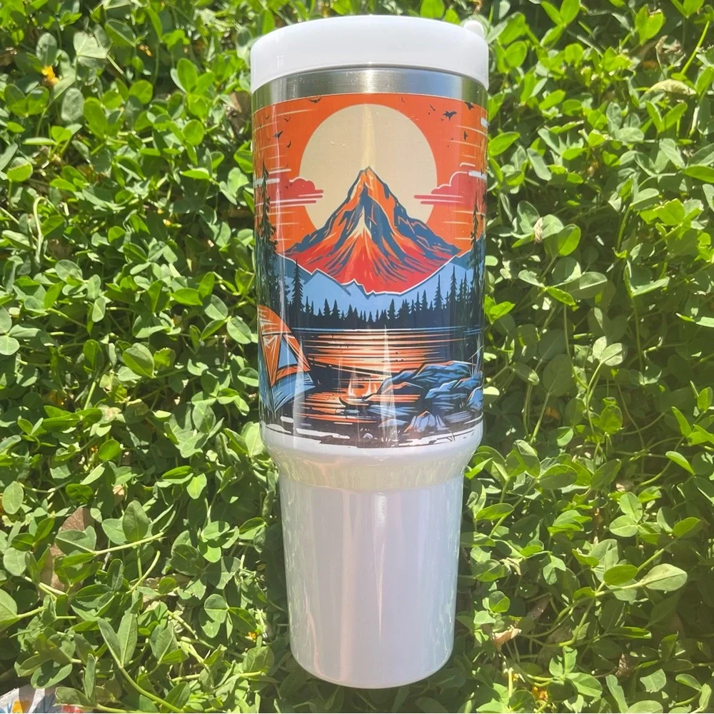 Custom 40 oz Tumbler Colorful Outdoor Camping Mountain View Double-wall …